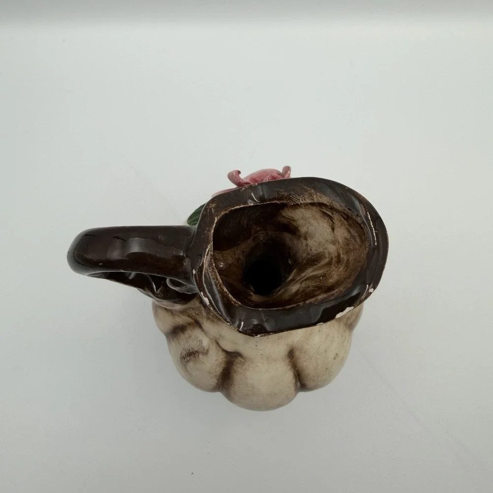 Vtg Nuova Capodimonte Small Porcelain Floral Trinket Vase Pitcher Italy